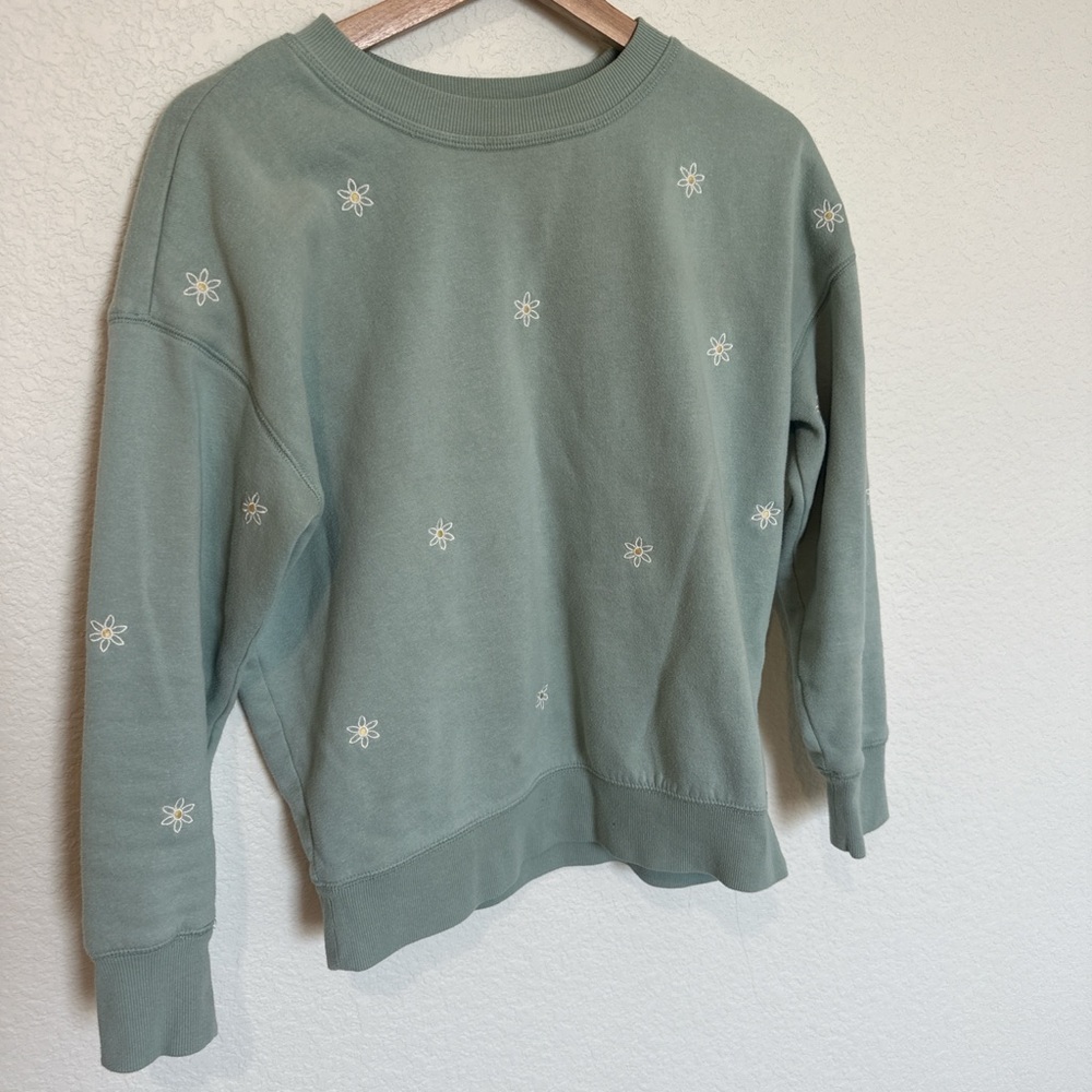Maurices Sage Floral Embroidered Sweater